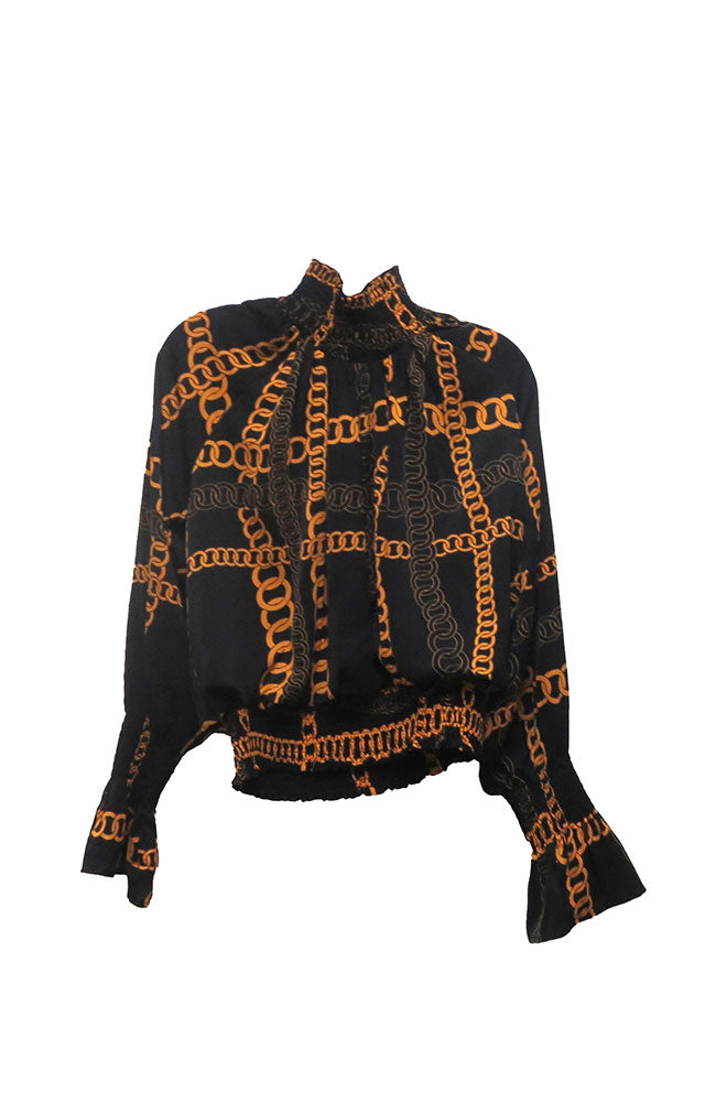 Long Sleeve Chain Print Top