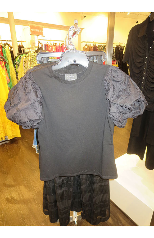 Flower Design Puff Sleeve Top
