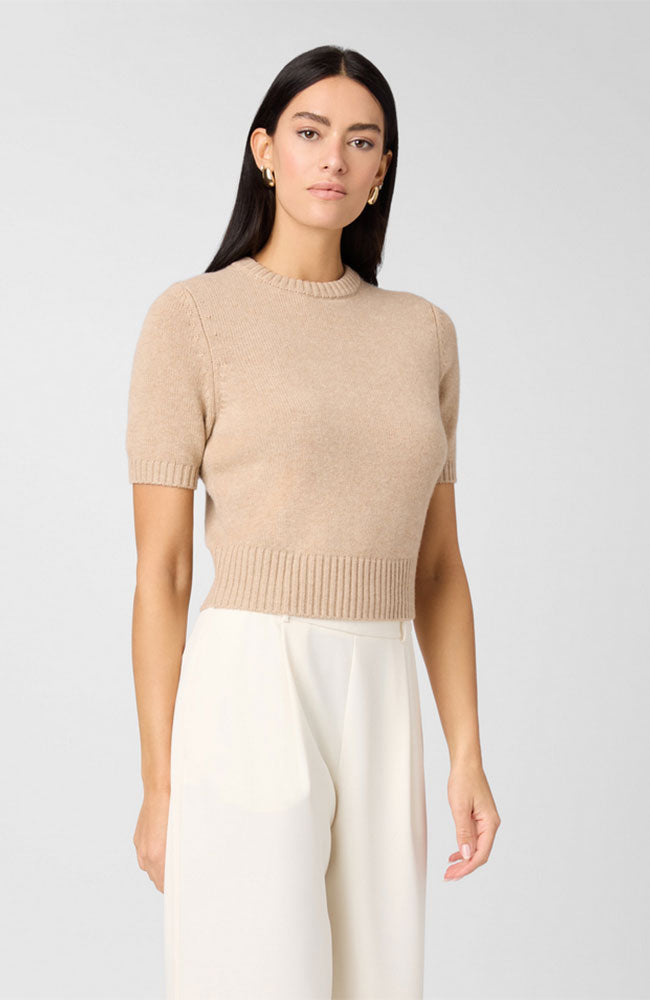Elsie Short Sleeve Sweater in Beige Melange