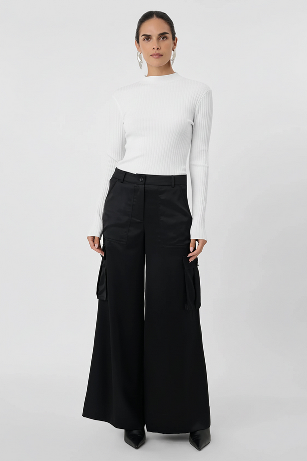 Maia Silky Satin Cargo Pants