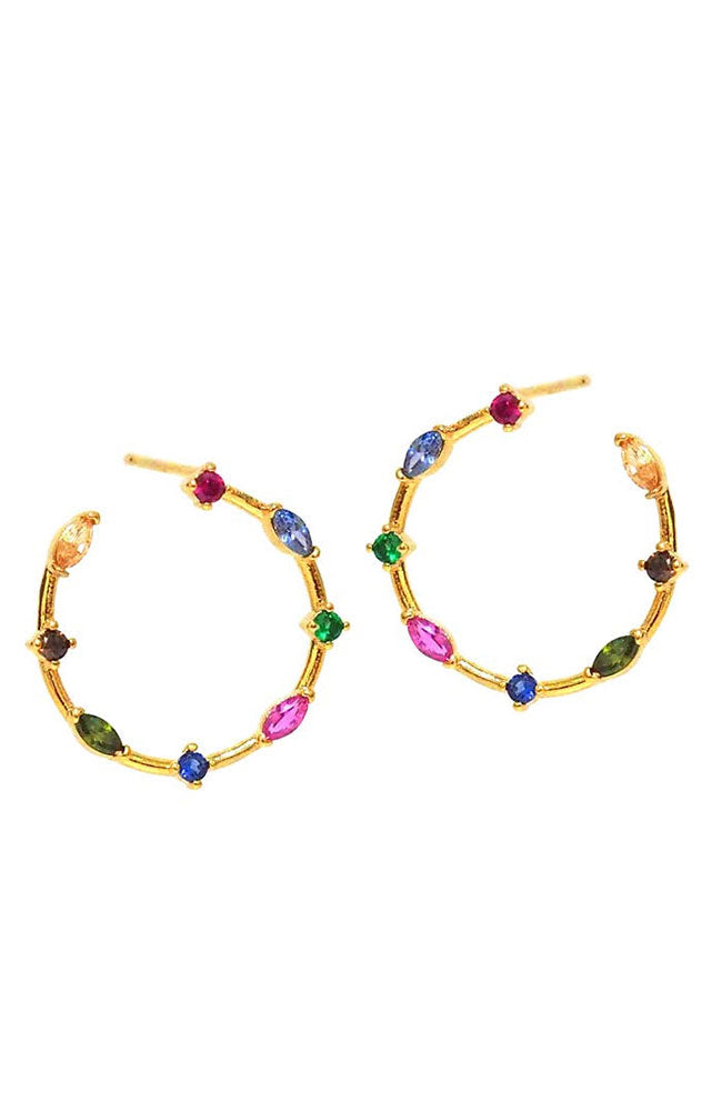 Front Facing Hoops Colored CZ