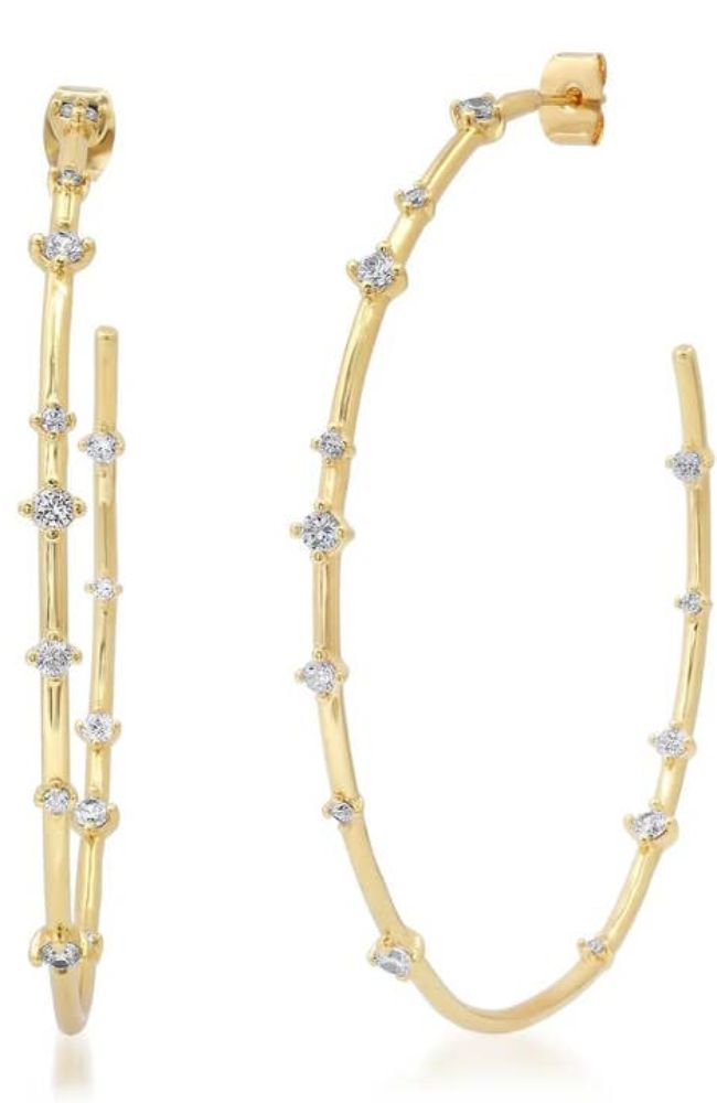 XL Gold Hoops CZ Stations