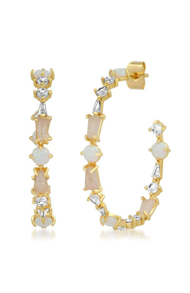Neutral Mix Stone Hoops Ivory