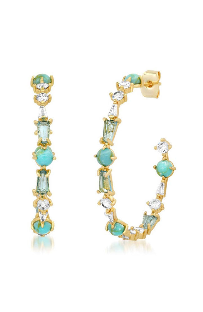 Turq Mixed Stone Hoops