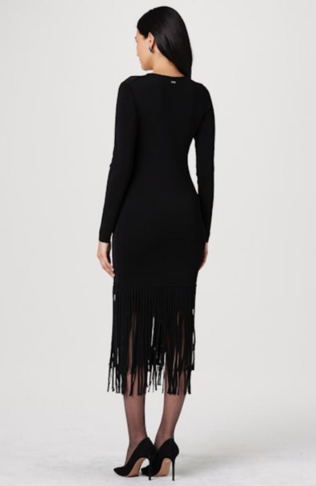 Darby LS Fringe Midi Dress