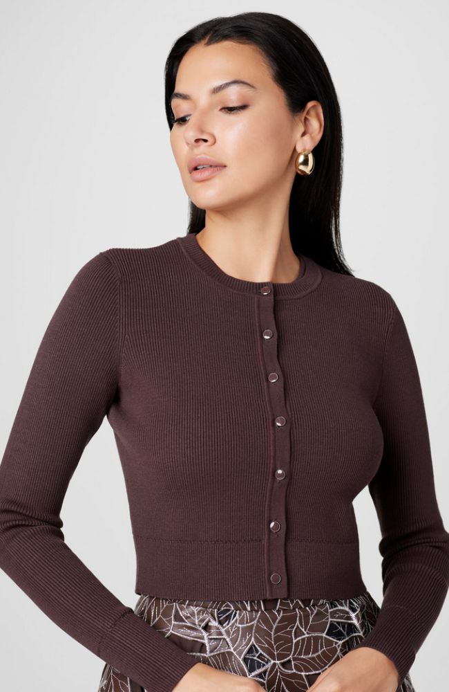Zoe Classic Cardigan in Espresso
