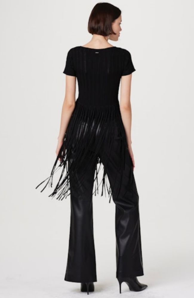 Kyra SS Boat Neck Fringe Tee