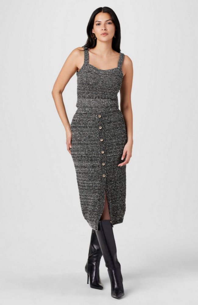 Tani Button Skirt in Charcoal