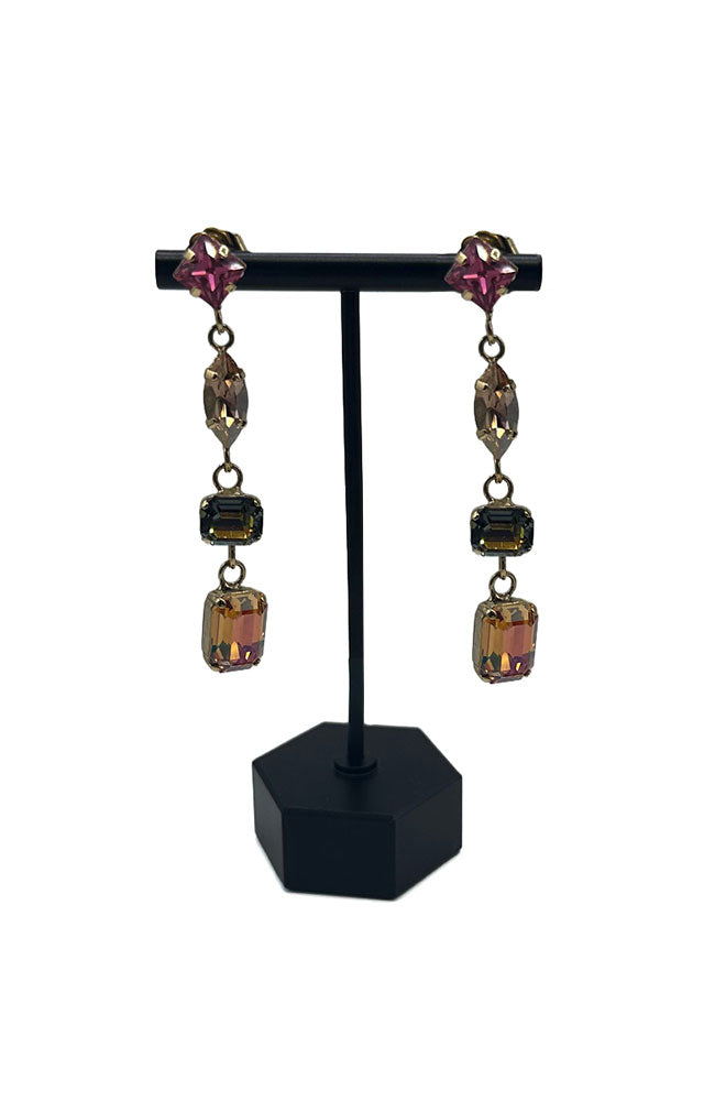 Pink 4 Crystal Earrings