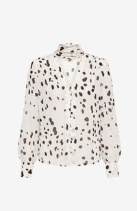 Kaila Spotted Tie Neck Blouse