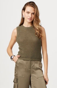 Estelle Crochet Racer Tank in Olive