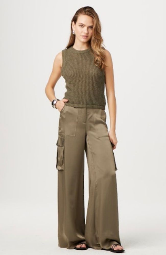 Estelle Crochet Racer Tank in Olive