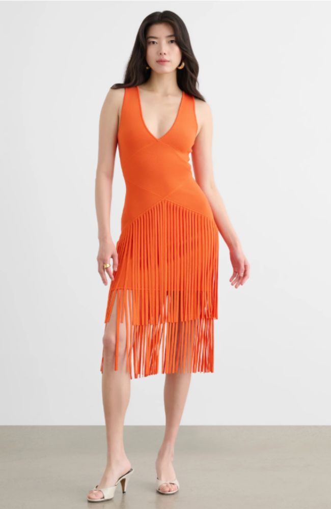 Patricia Midi Dress with Fringe