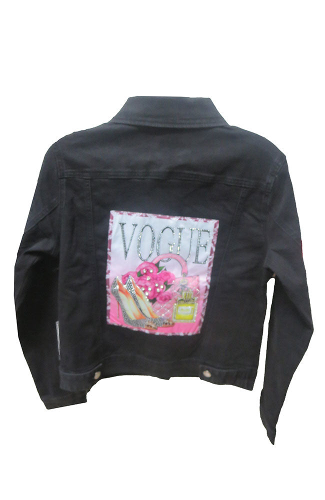 Black Jacket Pink Roses Pink Bag