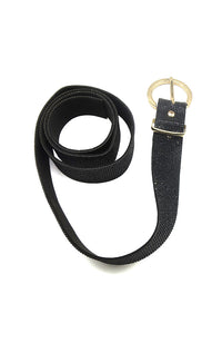 Black Bling Belt Gold Buckle