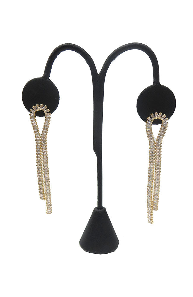 Gold Baguette U Drop Earrings