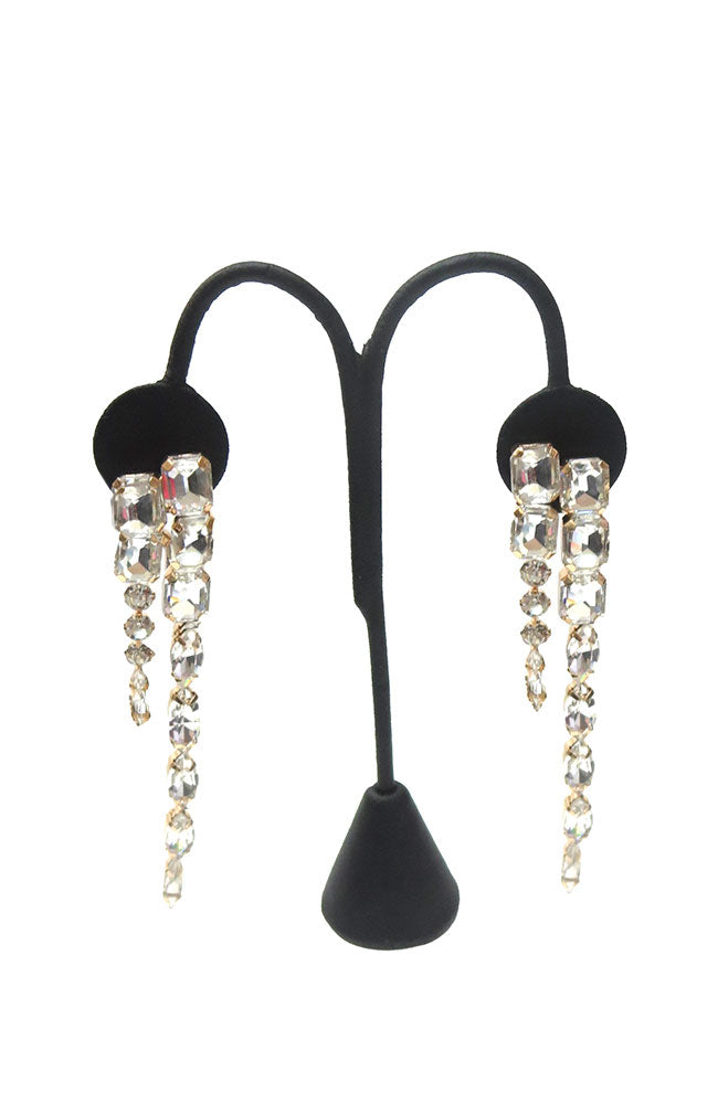 Gold Crystal 2 Strand Drop Earrings