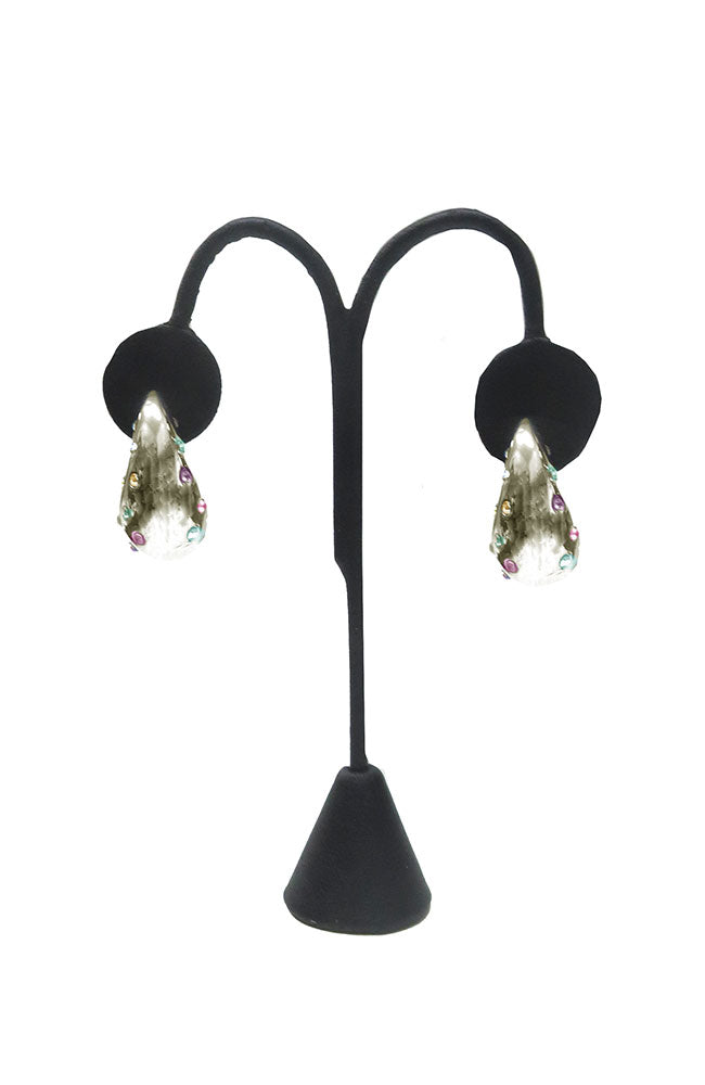 Silver AB Puffy Teardrop Earrings