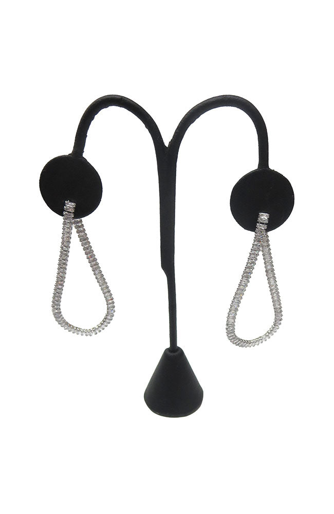 Silver Baguette Straight Drop Earrings