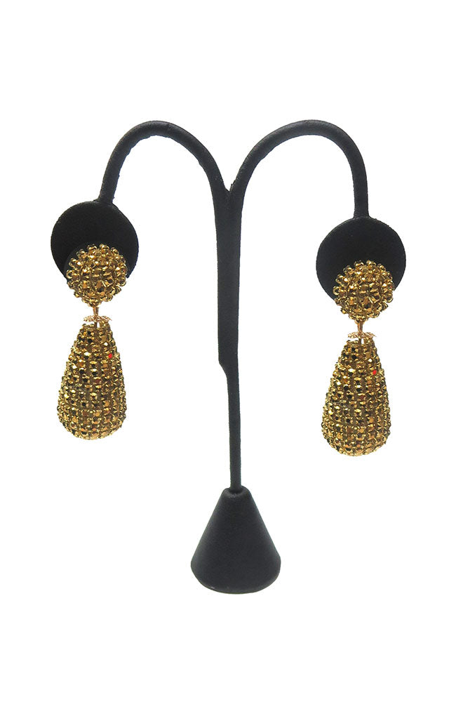Gold Puffy Pave Circle Earring
