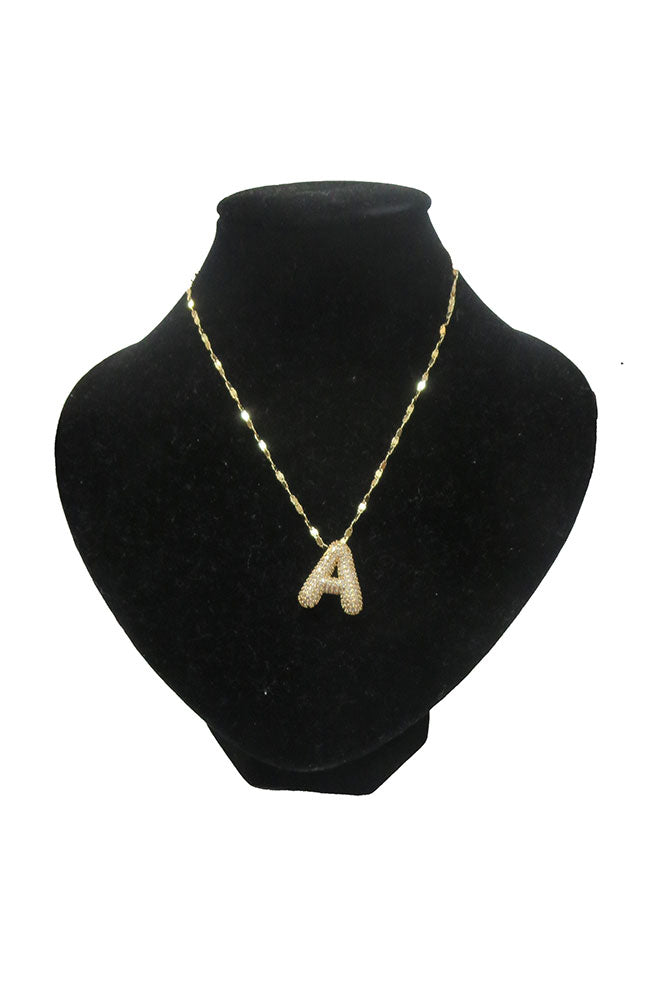 Gold Pave Puffy A Necklace