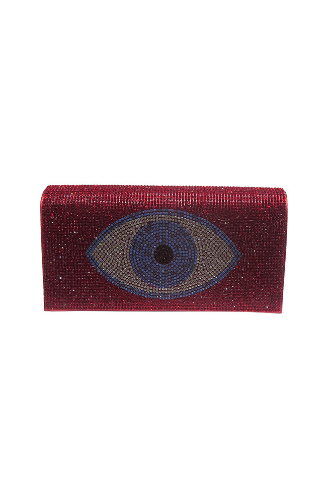 Red Evil Eye Rhinestone Clutch