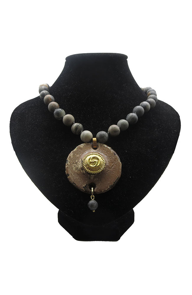 Plate Nk Grey Stone Gld CC
