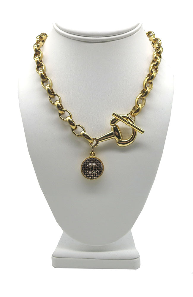 CC Quilted Gold Toggle Necklace