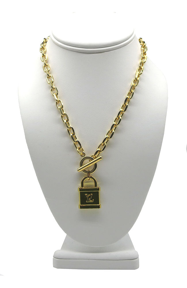 LV Lock Gold Toggle Necklace