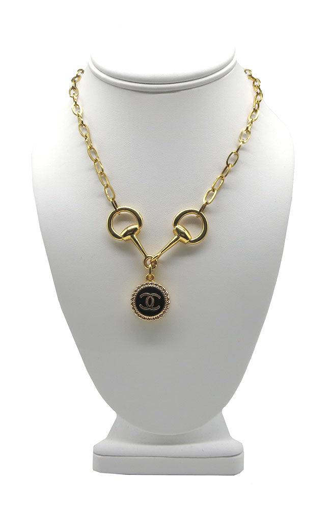 CC Black Horsebit Gold Necklace