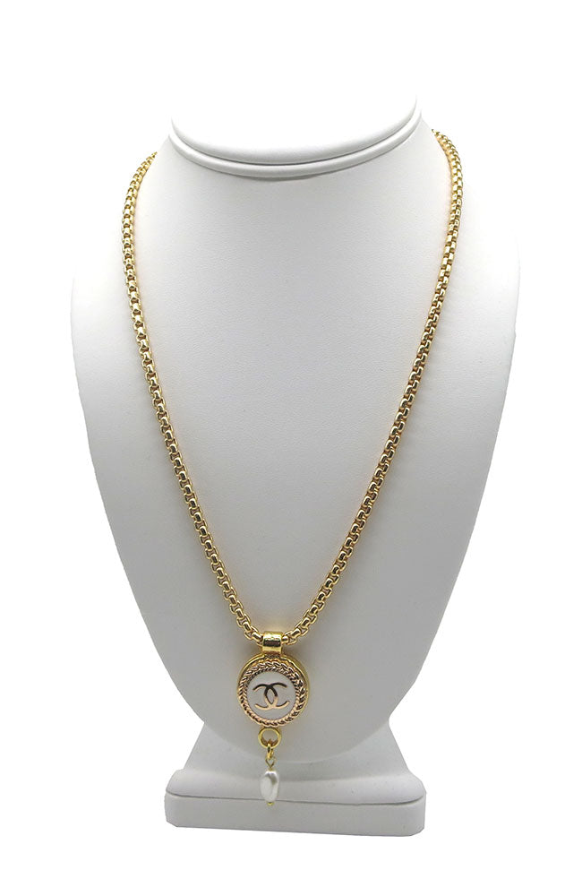 CC Pearl Drop Gold Necklace