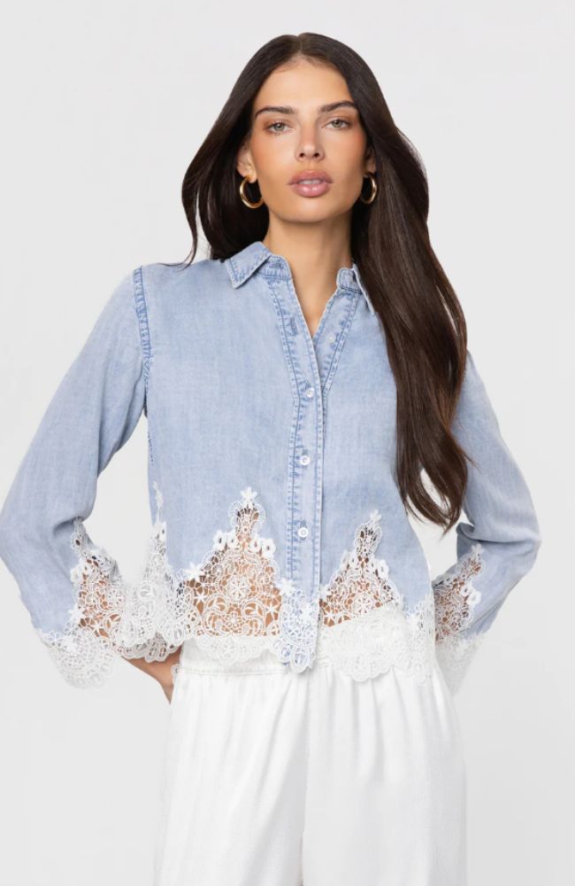 Eli Lace Combo Denim Shirt