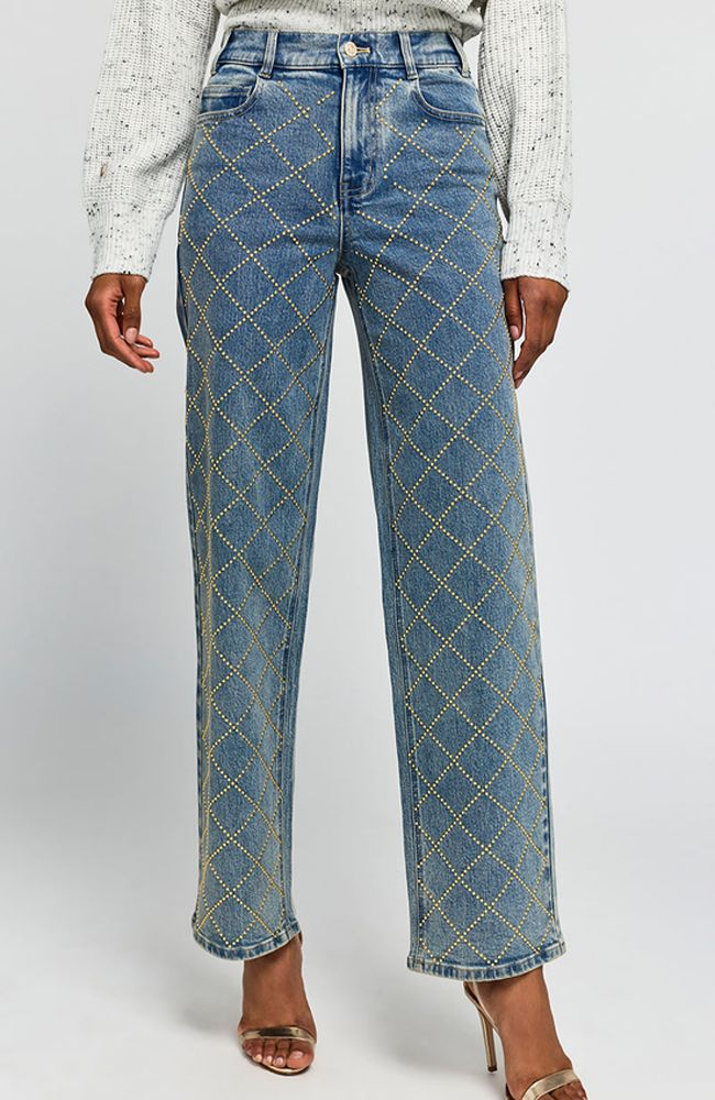 Staria Studded Plaid Jeans