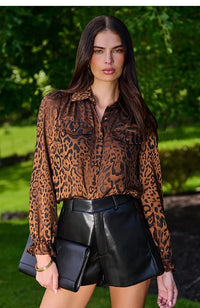 Priya Leopard Bunt Out Blouse