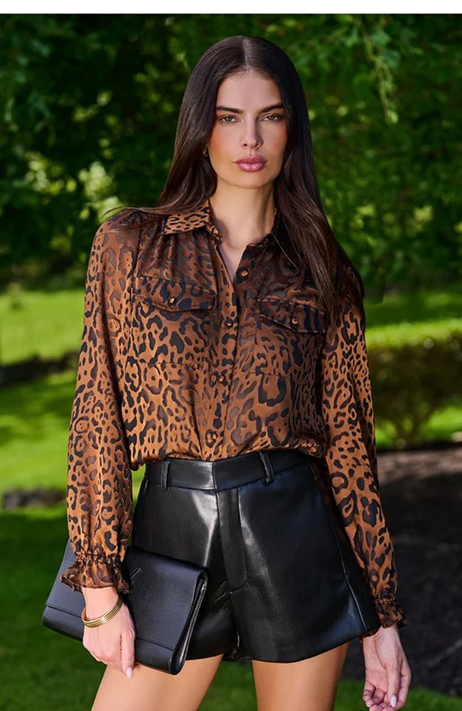 Priya Leopard Bunt Out Blouse