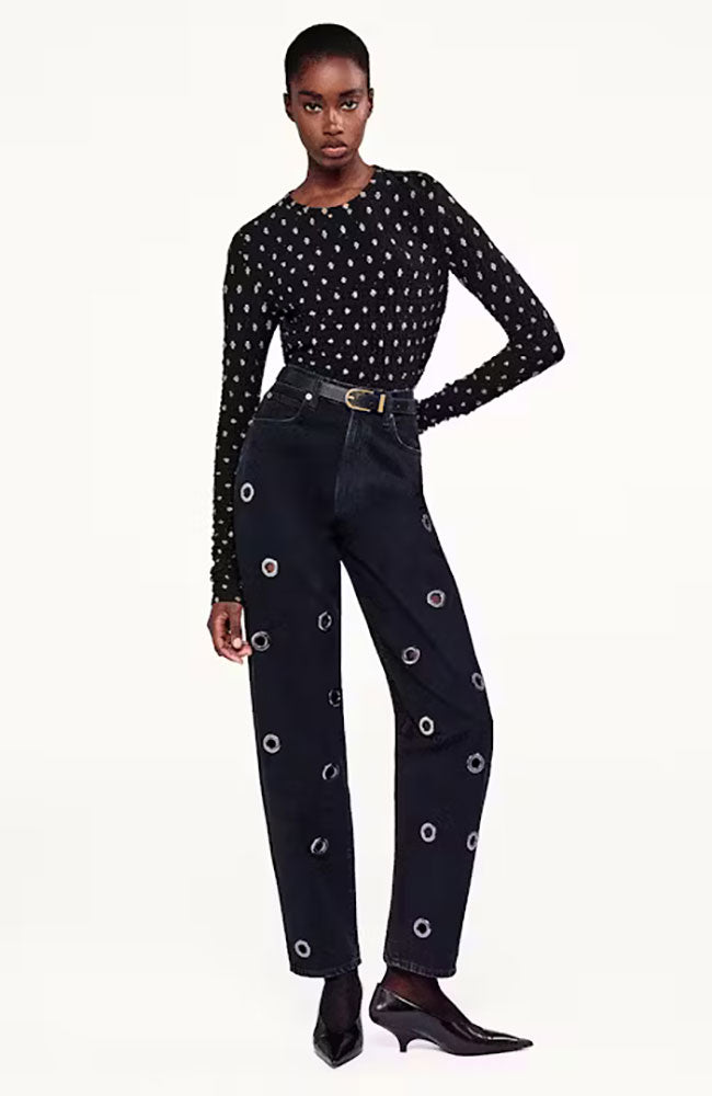 Dotted Stretch Mesh Top