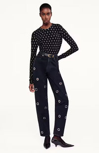 Dotted Stretch Mesh Top