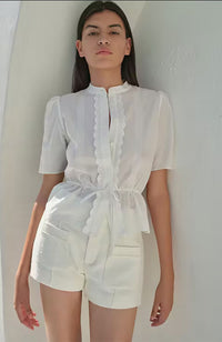 Cinched Lace Trim Blouse