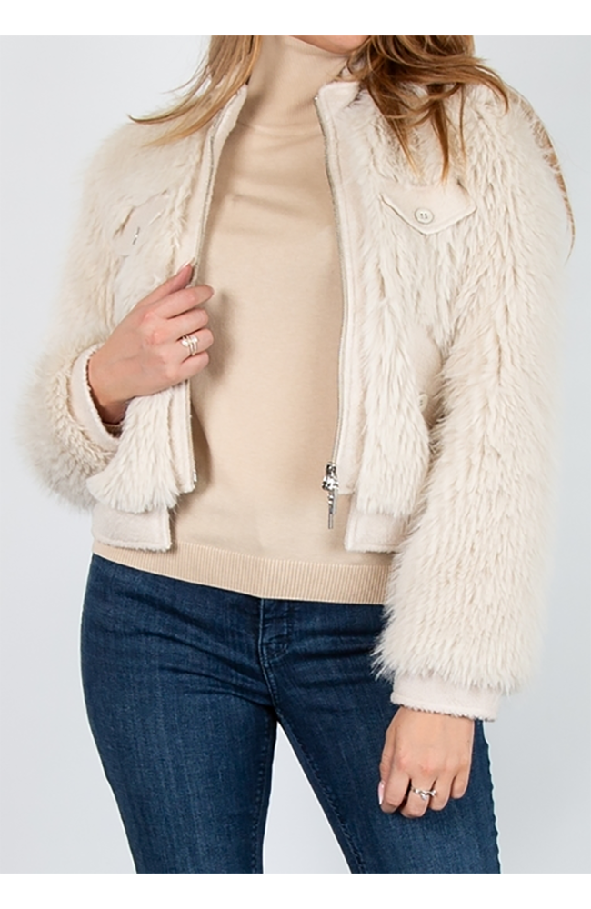 Fur Jacket in Stone