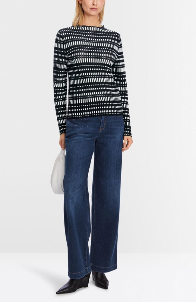 Long Sleeve Top in Grey Black