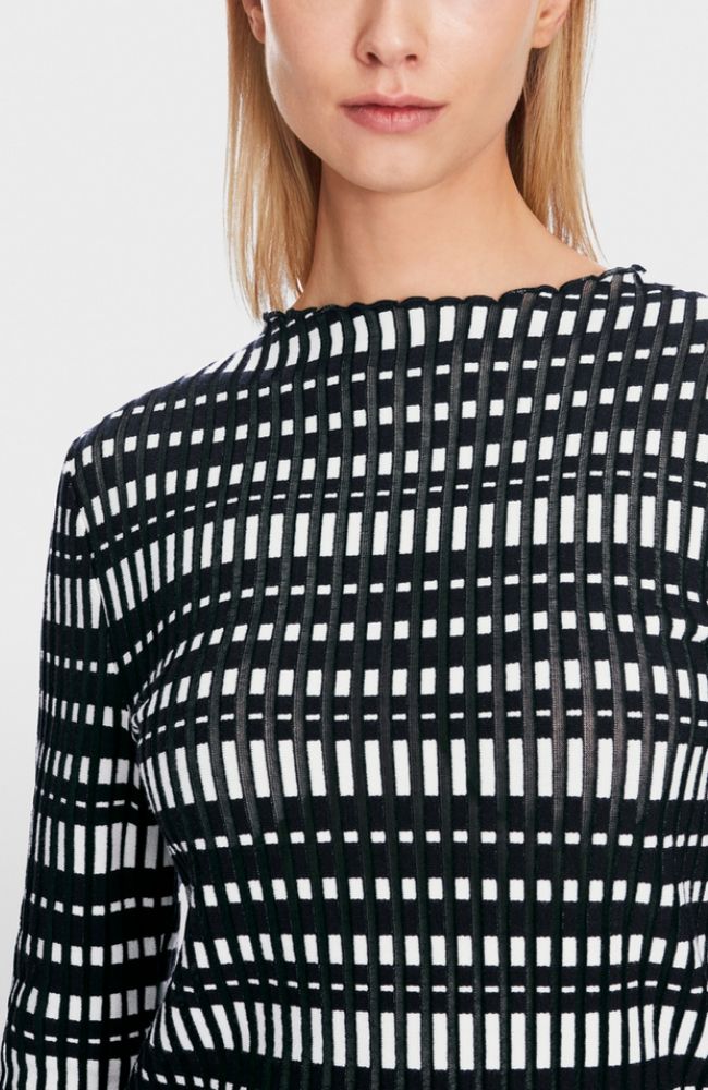 Long Sleeve Top in Grey Black