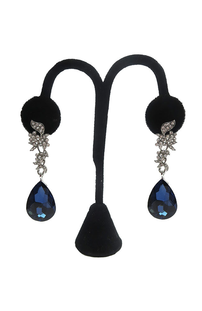 Blue Silver Flower Top Earrings