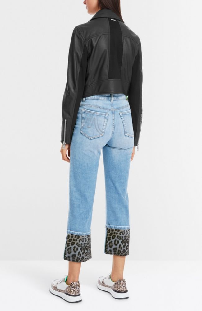Denim Jean with Leopard Cuff