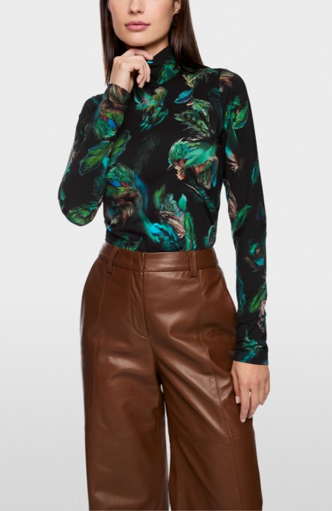 Dark Jade Green LS Mock Nk Tee