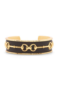 Equestrian Snaffle Bit Cuff Espresso Vegan Leather