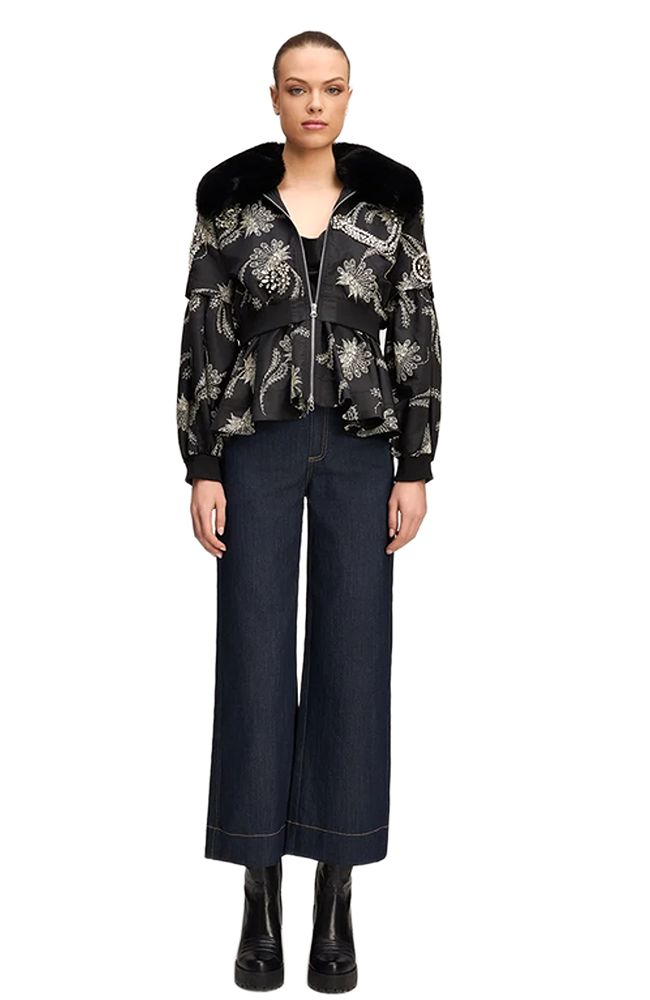 Paisley Fan Emb Armelle Jacket Black