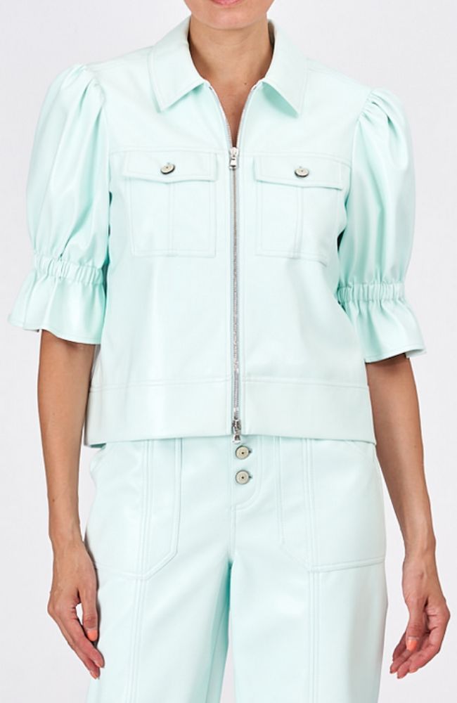 Lite Vegan Leather Holly Jacket in Saltwater