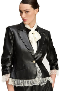 Vegan Leather Le Petit Roxie Blazer Black