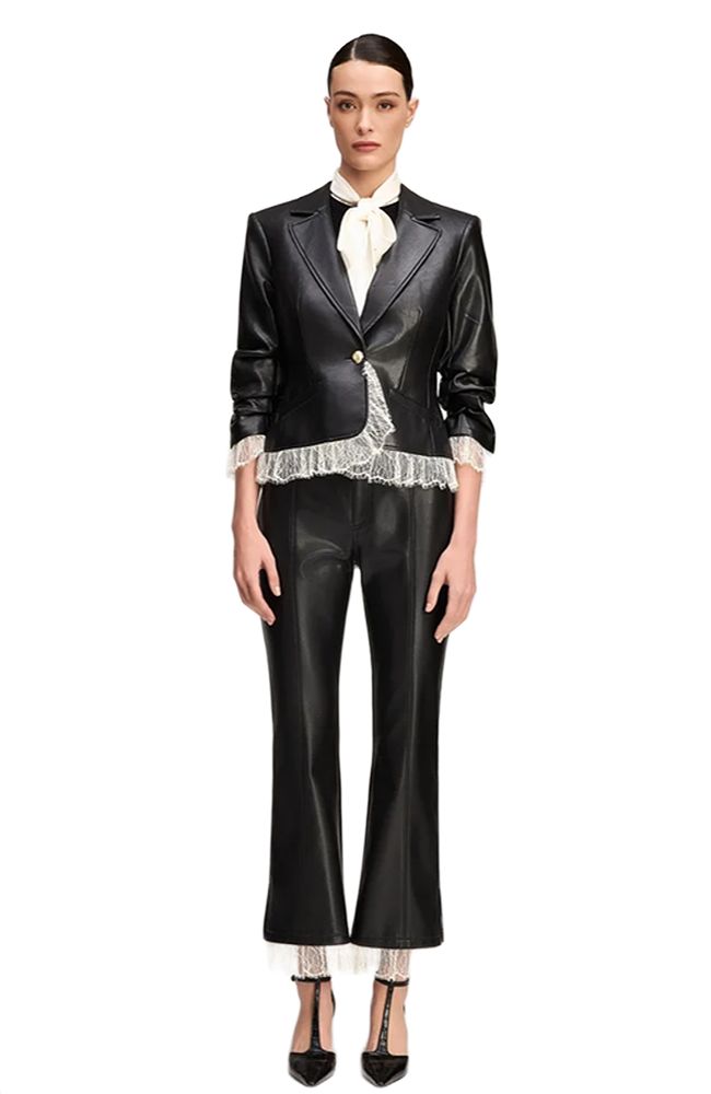 Vegan Leather Le Petit Roxie Blazer Black