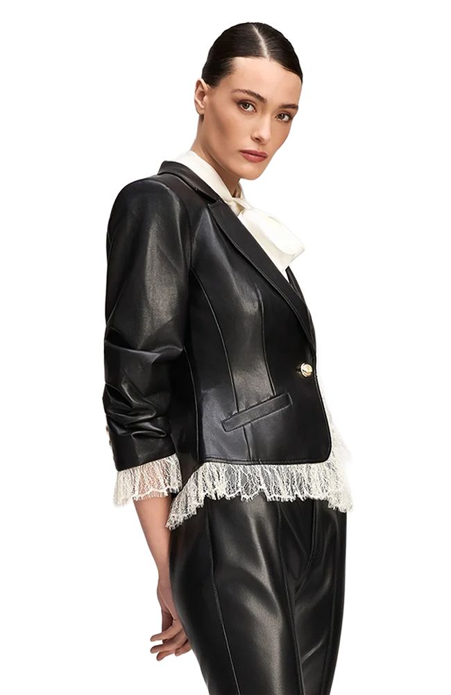 Vegan Leather Le Petit Roxie Blazer Black